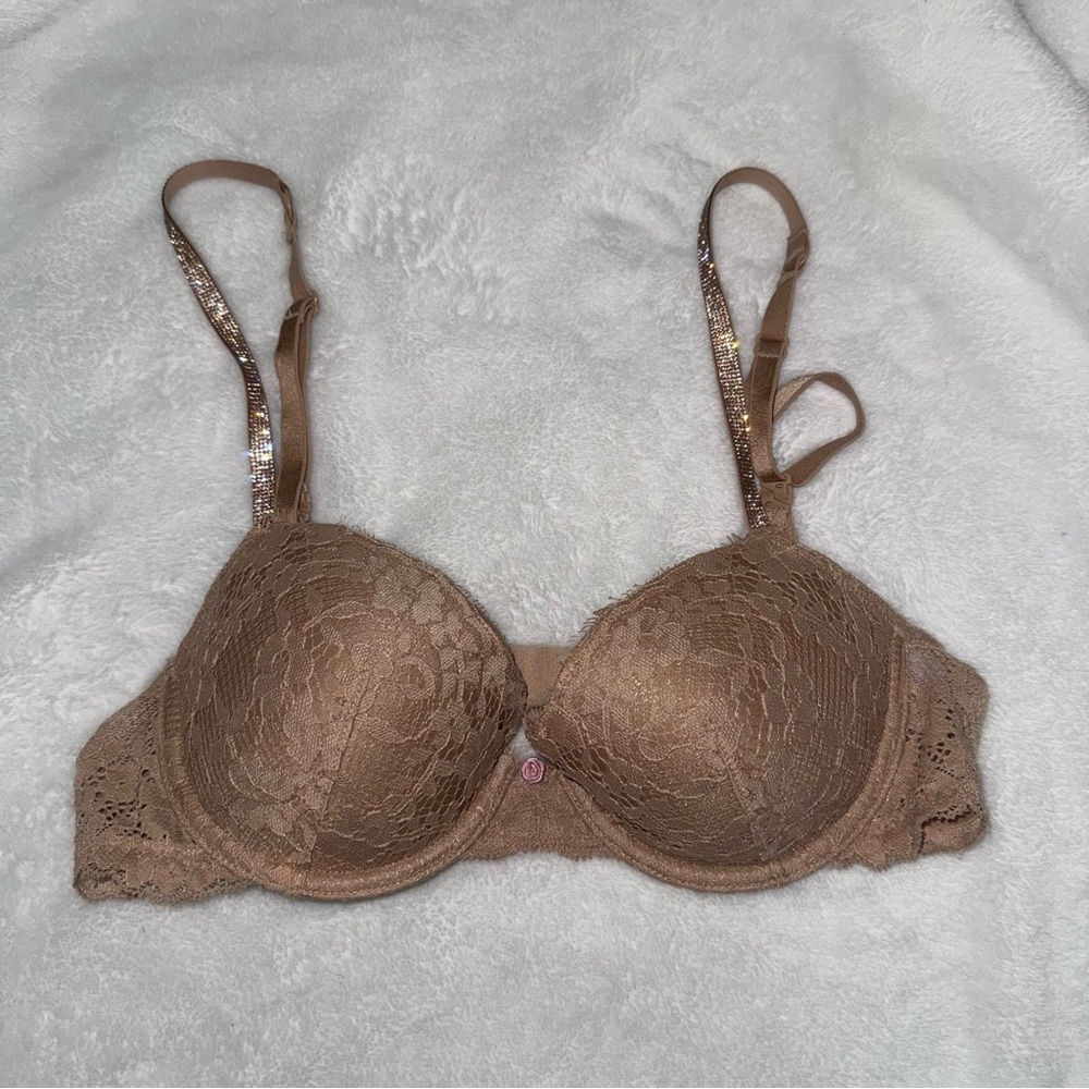 Victoria’s Secret dream angels Twinkle lace tan bra size 34B